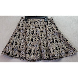Lush Flare‎ Skirt Womens Medium Multi Paisley 100% Polyester Pleated Back Zipper